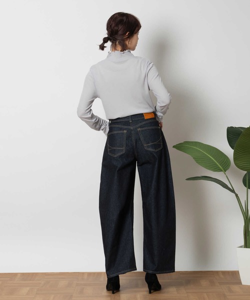 タックデザインハイウエストデニムパンツ-short & regular
