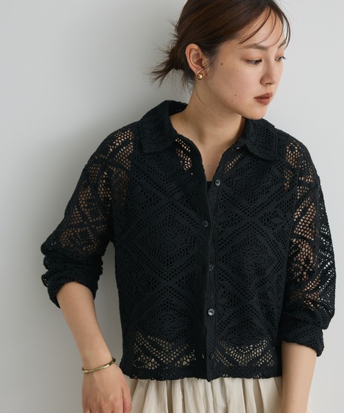 新品 9492 ML クロシェ カットワーク 刺繍 売れ筋商品|||カーディガン 春 夏 レディース 黒 エレガント 羽織もの 上質 上品 CRAFT STANDARD BOUTIQUE カーディガン クロシェレース