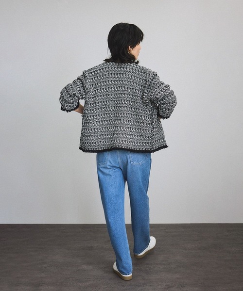 SALON adam et rope' カーディガン 「WEB限定」ツイードフリンジ