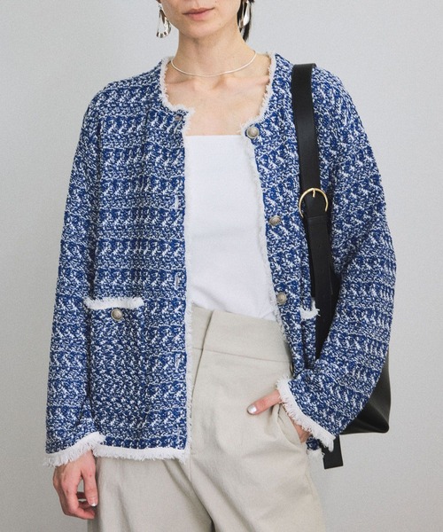 sisley シスレー ツイードニットジャケット ニットカーデ sisley シスレー ツイードニットジャケット ニットカーデ