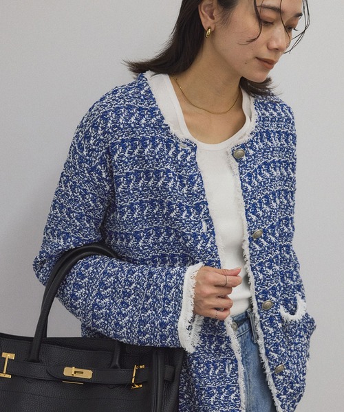 新品同様！ルネ　ツイードニットジャケット 33fb86062386d8ccdc5dee2d458c83
