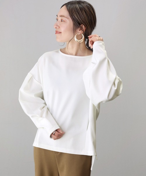 Aletta vita tシャツ ポンチサイドファスナー袖タックプルオーバー
