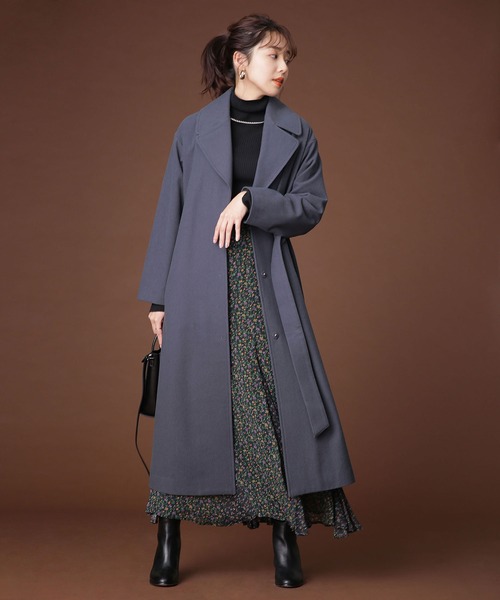 「NANO universe」 チェスターコート 36 パープル レディース_画像8