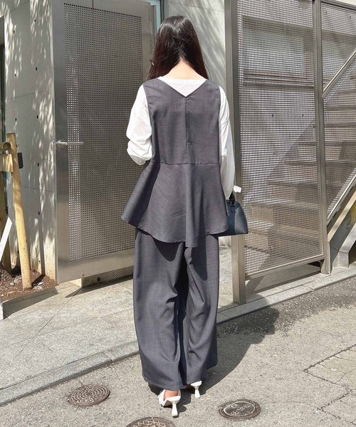 INGNI セットアップ 「WEB限定」ペプラムベスト＋ワイドパンツ