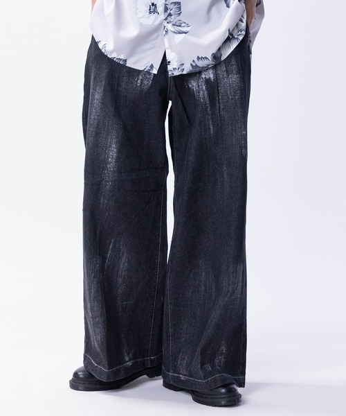 JOHN'S CLOSET スラックス 「13」箔プリント センタープレス