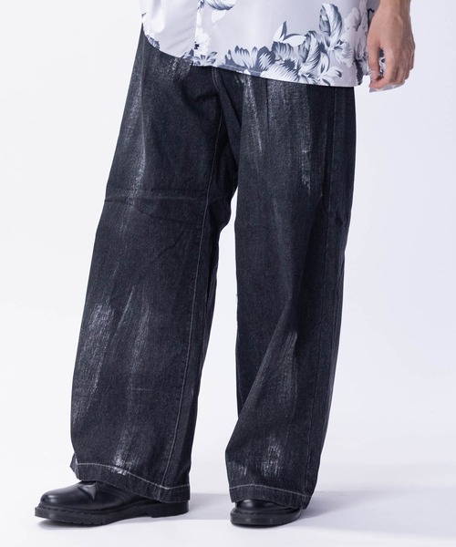 JOHN'S CLOSET スラックス 「13」箔プリント センタープレス