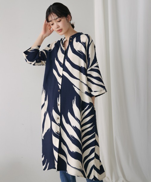 ☆美品  Bou Jeloud  綺麗なワンピース Bou Jeloud バイカラーステッチワンピース（ミドルワンピース