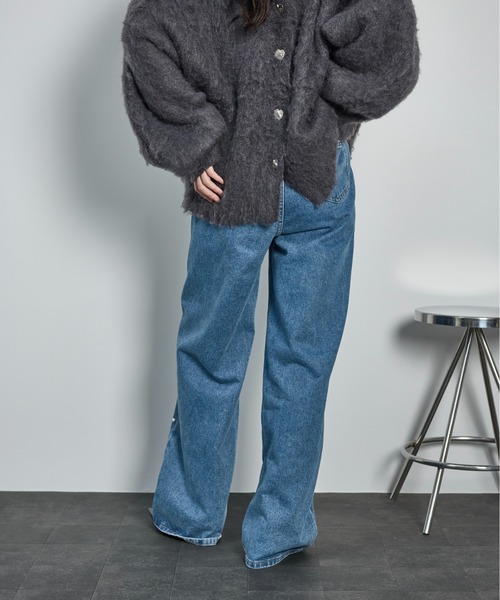 [THE YOn] обработка Denim брюки M черный женский 