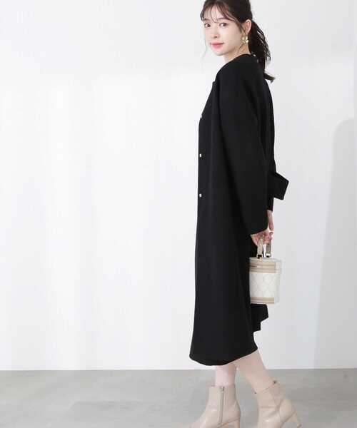 「PROPORTION BODY DRESSING」 ノーカラーコート SMALL ブラック レディース_画像2