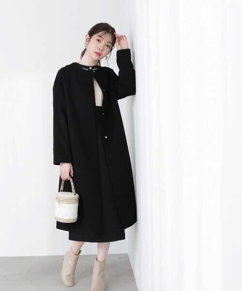 「PROPORTION BODY DRESSING」 ノーカラーコート SMALL ブラック レディース_画像3