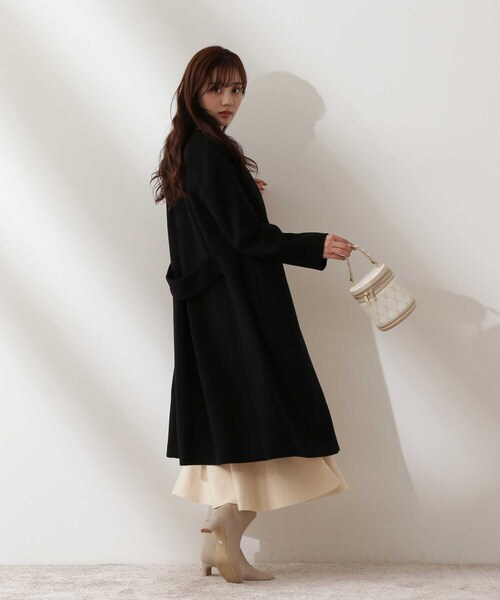 「PROPORTION BODY DRESSING」 ノーカラーコート SMALL ブラック レディース_画像4