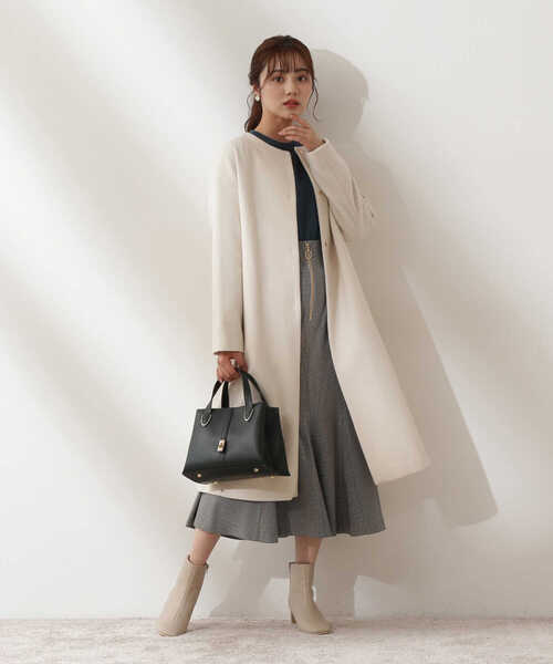 「PROPORTION BODY DRESSING」 ノーカラーコート SMALL ブラック レディース_画像9