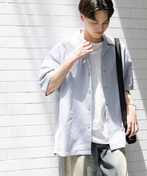Beauty&Youth シアサッカー　チェック柄ショートスリーブセットアップ Beauty&Youth シアサッカー チェック柄ショートスリーブ