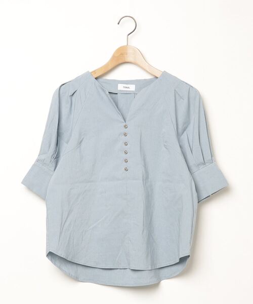 「TONAL」 半袖ブラウス 38 ブルー レディース