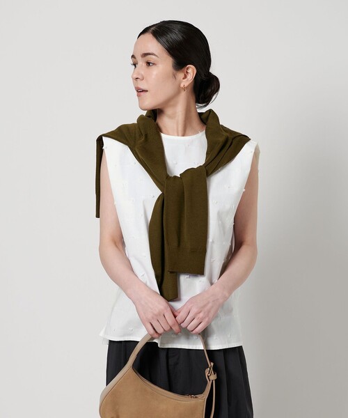 「UNITED ARROWS」 ノースリーブブラウス FREE ブラック レディース UNITED ARROWS ブラウス シャツ シャーリングジャガード