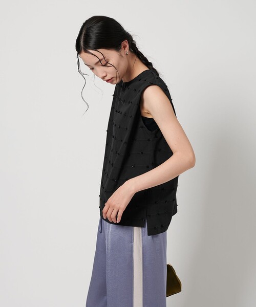 BEAUTY&YOUTH ビューティ&ユース  6　ドットブラウス　ノースリーブ  36 8621-257-0007 ブラック BEAUTY＆YOUTH UNITED ARROWS BEAUTY&YOUTH ビューティ&ユース 6