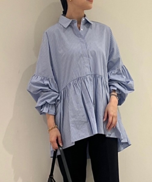 「Mila Owen」 長袖ブラウス 0 ブルー レディース