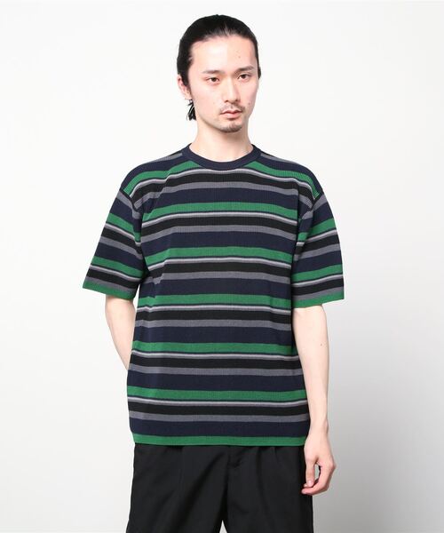 BATONER 「BATONER」 半袖ニット 2 ネイビー メンズ : ZOZOTOWN