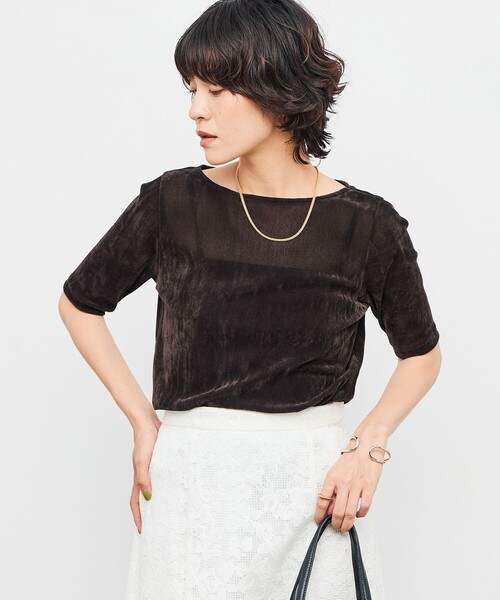 ドローイングナンバーズ　フロッキーチュール　カットソー　ブラック　黒　日本製　冬 ドローイングナンバーズ フロッキーチュール カットソー ブラック 黒