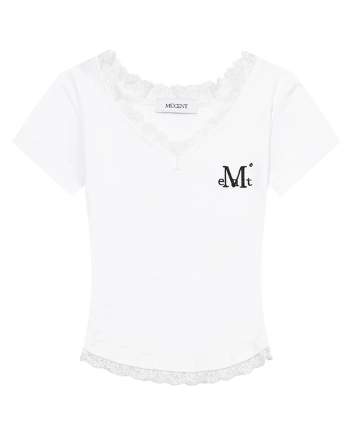 tシャツ 「日本未発売/WEB限定」MUCENT(ムセント)/Vネック クロップド 半袖 Tシャツ/SUNNIOR LACE V-NECK HALF