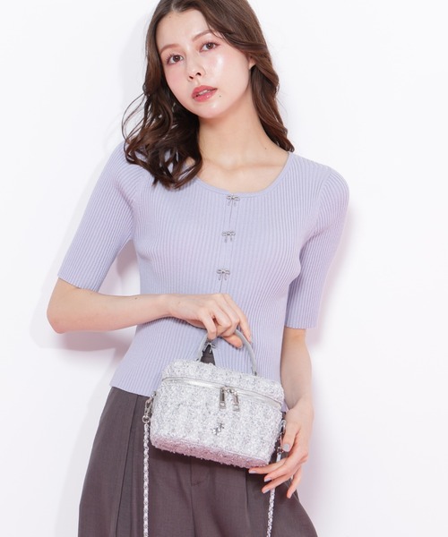 韓国製ピンク ツイード キルティング ショルダーバッグ JILL by STUART ショルダーバッグ バッグ ツイードキルティング