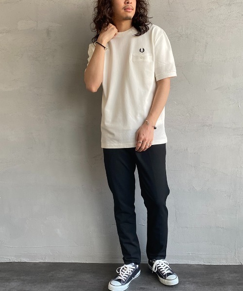 「FRED PERRY」 半袖カットソー S ホワイト レディース