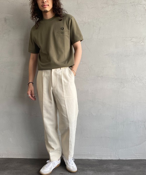 「FRED PERRY」 半袖カットソー S ホワイト レディース