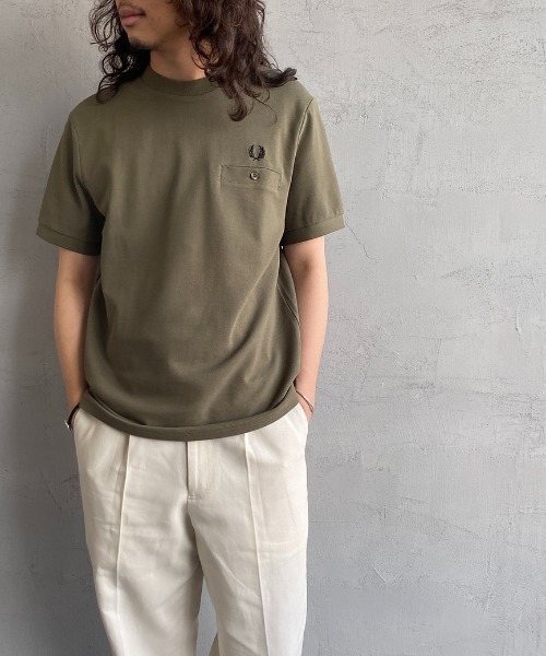 「FRED PERRY」 半袖カットソー S ホワイト レディース