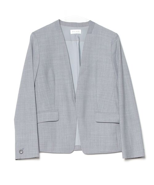 極美品　PLST ノーカラージャケット　ライトグレーL PLST 「PLST」 ノーカラージャケット M グレー レディース