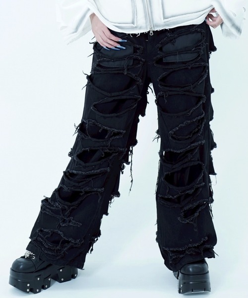 REFLEM レフレム ハイクラッシュデニムパンツ ブラック　黒 REFLEM（レフレム） ジーンズ デニム デニムパンツ 「REFLEM/レフレム