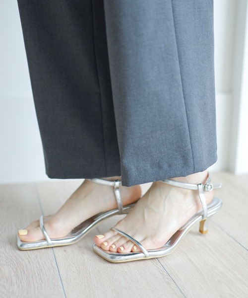 「SESTO」 ヒールサンダル L ブラック×ゴールド レディース_画像7