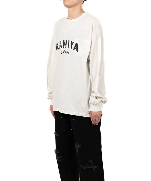 KAMIYA tシャツ KAMIYA logo” Distressed Pocket L/S T-shirt メンズ