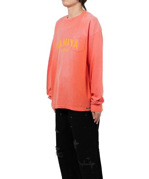 KAMIYA tシャツ logo” Distressed Pocket L/S T-shirt メンズ