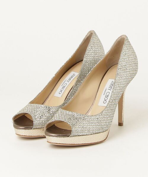 【美品】JIMMY CHOO ジミーチュウ シルバー オープントゥ パンプス JIMMY CHOO（ジミーチュウ） オープントゥパンプス 36.5 シルバー