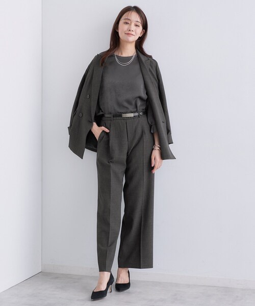 INDIVI（インディヴィ） パンツ 「洗える／セットアップ可能」凹凸