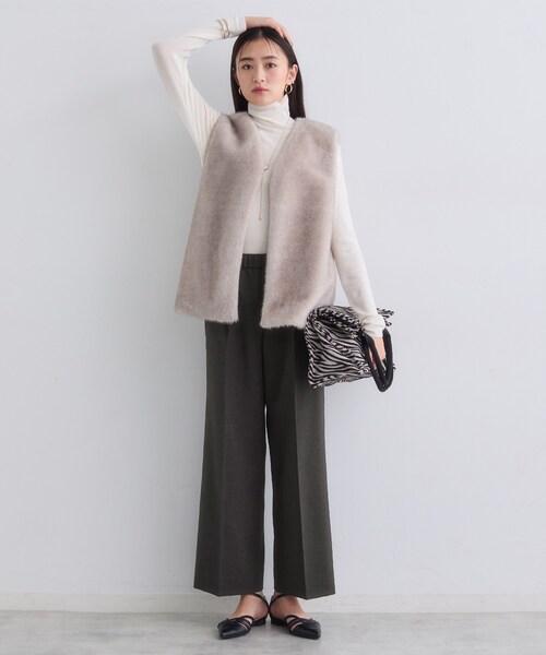 INDIVI（インディヴィ） パンツ 「洗える／セットアップ可能」凹凸