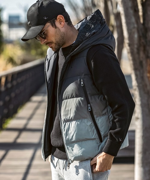 1PIU1UGUALE3 RELAX サークルロゴパデッド ダウンベスト ウノ ピゥ ウノ ウグァーレ トレ リラックス 1PIU1UGUALE3 RELAX