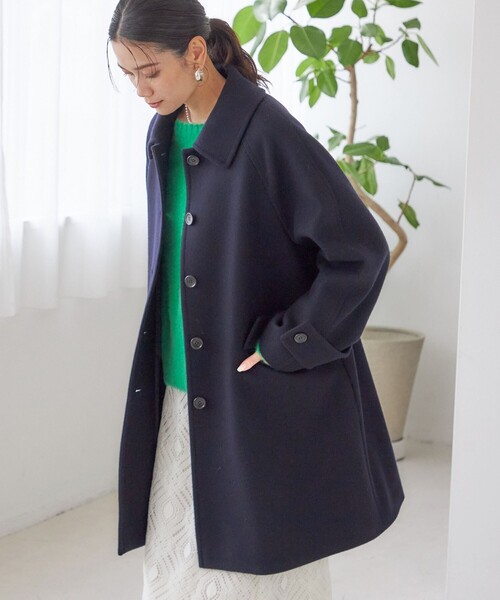 SHIPS（シップス） ステンカラーコート コート 千鳥 / ソリッド ウール