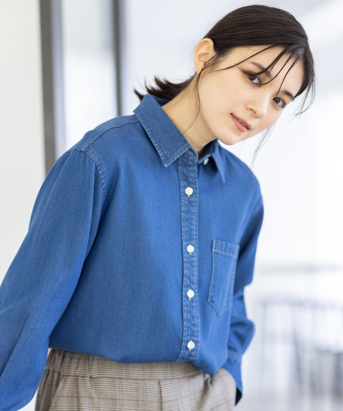 Petit Honfleur（プチオンフルール） ブラウス シャツ 襟付きデニム