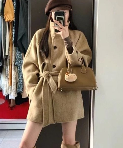 roomy コート アウター スタンドカラーショートコート レディース