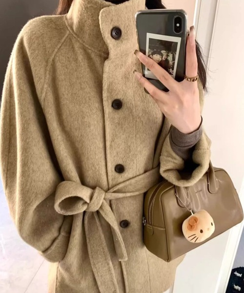 roomy コート アウター スタンドカラーショートコート レディース