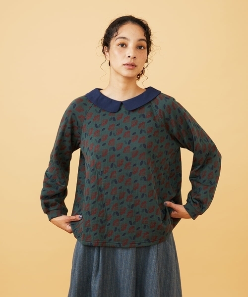 Jocomomola（ホコモモラ） tシャツ Cruce ジャカード リーフ×フラワー