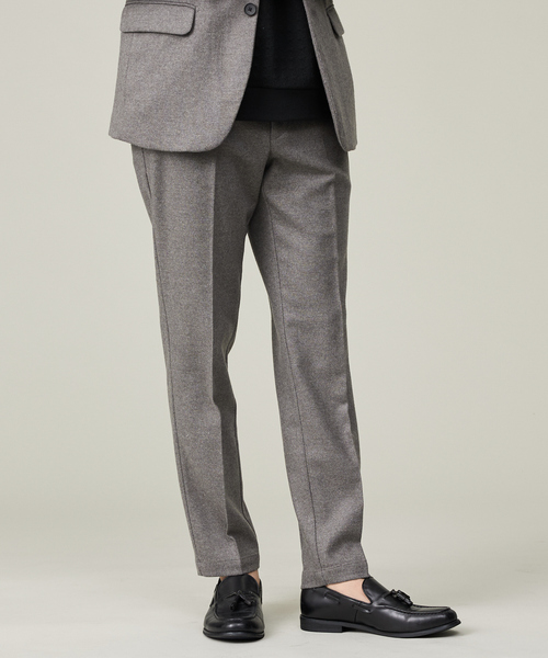 a.presse カシミヤウールスラックス A.PRESSE（アプレッセ）Silk Cashmere Tweed Wide Trousers / CHARCOAL