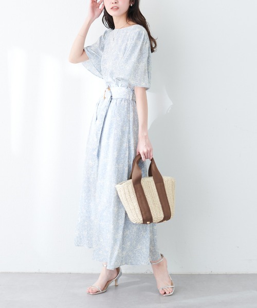 「natural couture」 半袖ワンピース FREE ブルー レディース_画像7