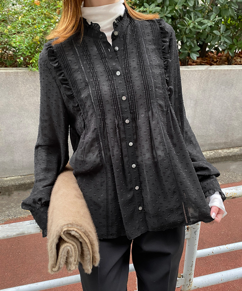 SLOBE IENA（スローブイエナ） ブラウス シャツ ジャガードピンタック