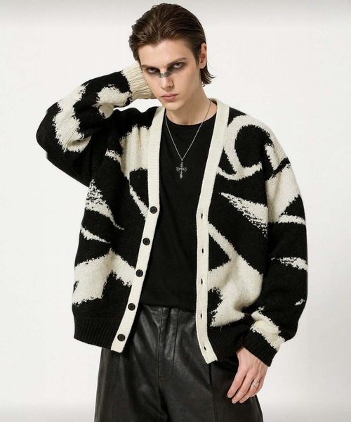 MONOCHROME カーディガン アブストラクトジャカードカーディガン