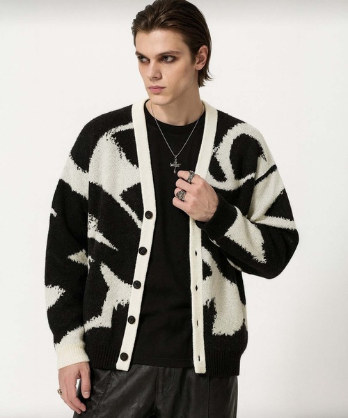 MONOCHROME カーディガン アブストラクトジャカードカーディガン