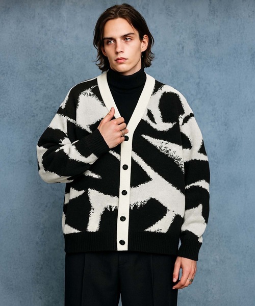 MONOCHROME カーディガン アブストラクトジャカードカーディガン