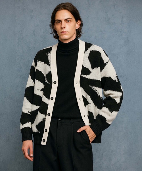 MONOCHROME カーディガン アブストラクトジャカードカーディガン