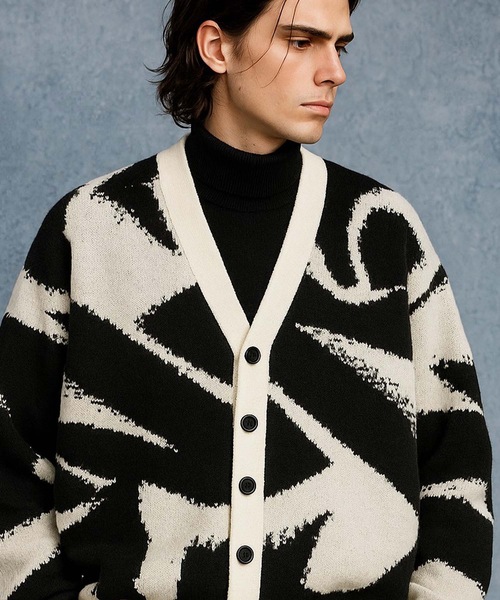 MONOCHROME カーディガン アブストラクトジャカードカーディガン